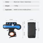 BG-2021 Luz delantera de bicicleta 4 en 1 Soporte para teléfono móvil Luz de bocina Luz delantera de bicicleta de montaña, 4000 MAH Black - Imagen 3