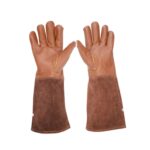 1 par de guantes de cuero resistentes a los cortes de jardín floral, tamaño:, S