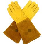 1 par de guantes de jardín JJ-GD305 de cuero genuino resistentes a las puñaladas y a prueba de cortes, tamaño:, S