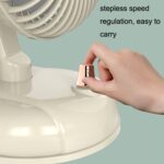 Ventilador USB con cabezal móvil retro de escritorio silencioso portátil F10, F10 Milk White - Imagen 3
