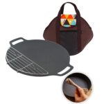 Parrilla de hierro fundido para barbacoa para acampar al aire libre, estilo:, Baking Pan+Net+Hemp Rope+Storage Bag