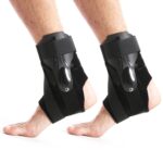 1 par de protector de tobillo con correa de soporte de hoja de plástico fijo de compresión, tamaño:, S (Black)