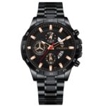 FNGEEN 5225 Reloj de cuarzo resistente al agua multifuncional, Blue Steel Rose Shell Blue Surface, Black Steel Rose Shell Black Surface, Black Steel Black Shell Black Surface, White Steel White Shell Black Surface, Black Steel Black Circle White Surfac...