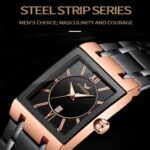 FNGEEN 3627 Reloj cuadrado impermeable para hombre con calendario, Full Gold Black Surface, Full Gold Gold Surface, Black Belt Rose Shell Black Surface, Black Belt Gold Shell Black Surface, Black Belt Black Shell Black Surface, White Steel White Surfac... - Imagen 3