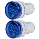2 uds. Indicador de señal de voltaje CC 22mm redondo 6-100V voltímetro Universal, 6-100V Blue