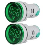 2 uds. Indicador de señal de voltaje CC 22mm redondo 6-100V voltímetro Universal, 6-100V Green