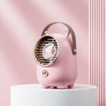 Ventilador de agua fría de turbina Ventilador pequeño de pulverización de humedad de escritorio USB, Elk Pink 2000 mAh