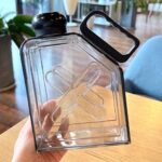 Square Fitness Sports Vaso de agua de plástico de gran capacidad con asa, Square Black - Imagen 2