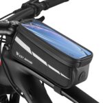 WEST BIKING 7 pulgadas bicicleta de montaña teléfono móvil pantalla táctil bolsa de haz frontal, Negro, Black Gray