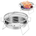 Parrilla de barbacoa de acero inoxidable plegable redonda para exteriores RG_011, tamaño:, 22 x 14cm
