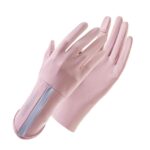 1 par XC-14 Guantes de seda de hielo sin dedos anti-UV con protección solar para montar a caballo, estilo:, Line (Pink)