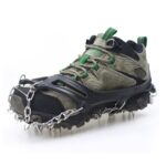 1 par de 23 picos de crampones para caminar al aire libre en invierno, pesca en hielo, zapatos de nieve, picos, tamaño:, L Black - Imagen 3