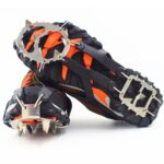1 par de 18 picos grandes de crampones para caminar al aire libre en invierno, pesca en hielo, zapatos de nieve, picos, tamaño:, L Black