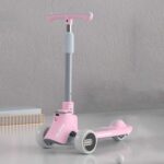 MIJIAQI 01 3 en 1 Scooter plegable multifuncional para niños con música y luces, especificaciones:, Pink