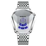 BINBOND Locomotive Concept Steel Belt Watch Hombres Live Black Technology Watch, Steel Belt White Steel White Face