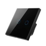 Tuya ZigBee Zero Firewire Touch Interruptor de control remoto de pared Control de luz Interruptor de voz Enchufe de la UE, estilo:, 2 Gang (Black)