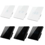 Tuya ZigBee Zero Firewire Touch Interruptor de control remoto de pared Control de luz Interruptor de voz Enchufe de la UE, estilo:, 2 Gang (Black) - Imagen 2
