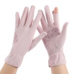 1 par de guantes antideslizantes para montar con dedos de rocío de seda helada de verano finos antiultravioleta para conducir, Free Size