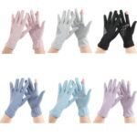 1 par de guantes antideslizantes para montar con dedos de rocío de seda helada de verano finos antiultravioleta para conducir, Free Size - Imagen 2