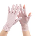 1 par de guantes de seda helada para pesca con dedos ultravioleta finos transpirables con protección solar de verano, Free Size