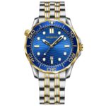 BINBOND B2820 Luminous 30m Reloj de cuarzo deportivo resistente al agua para hombres, Inter-gold Blue Surface