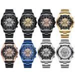BINBOND S033 Mecánico ahuecado 30m Reloj de cuarzo luminoso impermeable, Blue Steel-Blue - Imagen 2
