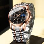 BINBOND B3591 30m Calendario luminoso a prueba de agua Reloj para hombre, Black Steel-Black - Imagen 3