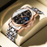 BINBOND B3591 30m Calendario luminoso a prueba de agua Reloj para hombre, Black Steel-Black - Imagen 4