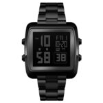 SKMEI 1369 Retro Reloj de oro impermeable Hombres Cinturón de acero Reloj cuadrado luminoso, 1369 Black