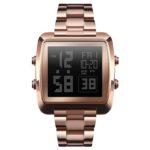 SKMEI 1369 Retro Reloj de oro impermeable Hombres Cinturón de acero Reloj cuadrado luminoso, 1369 Rose Gold