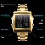 SKMEI 1369 Retro Reloj de oro impermeable Hombres Cinturón de acero Reloj cuadrado luminoso, 1369 Rose Gold - Imagen 3