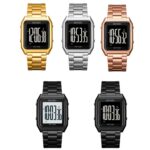SKMEI 1879 Reloj luminoso EL multifunción con correa de acero para hombre con pantalla grande cuadrada, Silver - Imagen 2