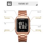 SKMEI 1879 Reloj luminoso EL multifunción con correa de acero para hombre con pantalla grande cuadrada, Silver - Imagen 3