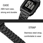 SKMEI 1879 Reloj luminoso EL multifunción con correa de acero para hombre con pantalla grande cuadrada, Silver - Imagen 4
