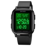 SKMEI 1858 Reloj luminoso LED de doble pantalla digital impermeable cuadrado, 1858 Black
