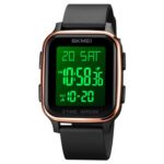 SKMEI 1858 Reloj luminoso LED de doble pantalla digital impermeable cuadrado, 1858 Rose Gold