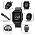 SKMEI 1858 Reloj luminoso LED de doble pantalla digital impermeable cuadrado, 1858 Rose Gold - Imagen 3