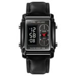 SKMEI 1868 Reloj cuadrado de doble pantalla resistente al agua para hombres, estilo:, Leather Belt (Black)