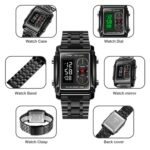 SKMEI 1868 Reloj cuadrado de doble pantalla resistente al agua para hombres, estilo:, Leather Belt (Black) - Imagen 3