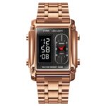 SKMEI 1868 Reloj cuadrado de doble pantalla resistente al agua para hombres, estilo:, Steel Belt (Rose Gold)