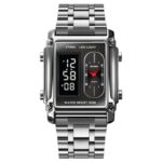 SKMEI 1868 Reloj cuadrado de doble pantalla resistente al agua para hombres, estilo:, Steel Belt (Silver)