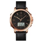 SKMEI 1652 Reloj masculino de aleación de cuero deportivo de doble movimiento, Rose Gold Shell White Machine
