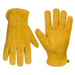 A2421 Guantes de soldadura de alta temperatura de cuero de vaca Guantes anti-calor de papel de aluminio aislado, A2421 L
