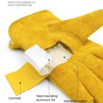 A2421 Guantes de soldadura de alta temperatura de cuero de vaca Guantes anti-calor de papel de aluminio aislado, A2421 XL - Imagen 2
