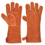 Guantes de aislamiento antideslizantes ignífugos de soldadura resistentes a altas temperaturas de piel de vaca, A2416