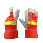 Guantes de extinción de incendios de piel de vaca Guantes de soldadura de mano de obra de protección de jardinería, A2604 - Imagen 2