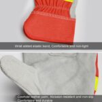 Guantes de extinción de incendios de piel de vaca Guantes de soldadura de mano de obra de protección de jardinería, A2604 - Imagen 4