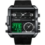 BINBOND B3332 Reloj deportivo de cuarzo multifuncional cuadrado resistente al agua