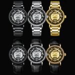 BINBOND B7872 Reloj de cuarzo resistente al agua luminoso hueco multifuncional, Black Steel-Black-White - Imagen 2