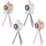 Ventilador de cochecito de bebé, ventilador de pulpo de conejo portátil de refrigeración al aire libre silencioso para el hogar, Without Shake Head (Pink) - Imagen 2